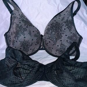 Curvy Couture Black and Gray Lace Bra